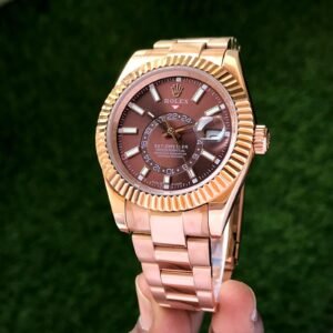 Rolex Sky Dweller: Elegance Redefined With Rosegold Accents, Sapphire Glass, And High-End Automatic Machinery Men Watch